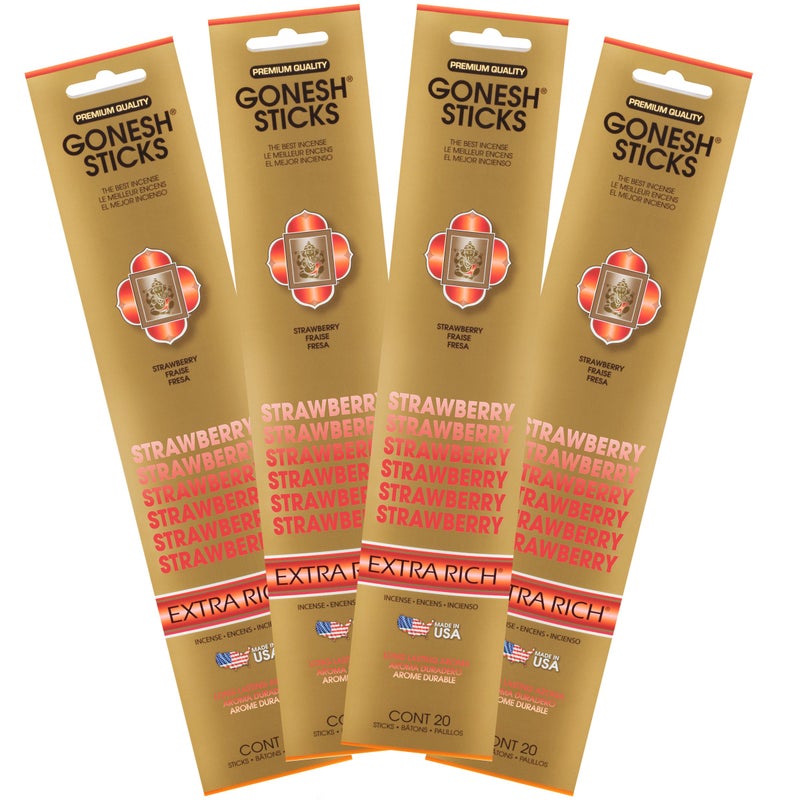 Gonesh  Extra Rich Scented Incense Sticks  NonToxic 10 Slow Burn Aromatic Sticks  Strawberry  80 Pack - Image 1