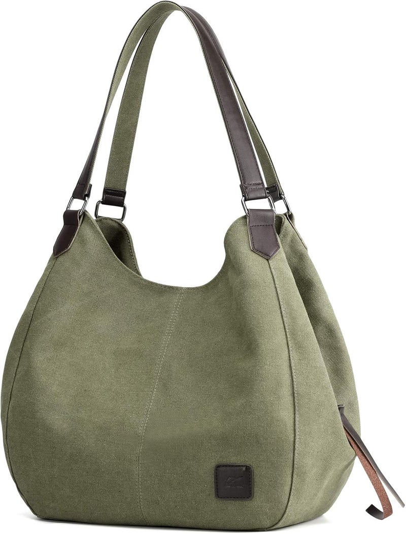 DOURR Store Women's Multi-pocket Shoulder Bag Fashion Cotton Canvas Handbag Tote Purse - Image 1