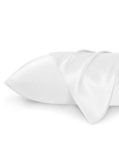 Bedsure Satin Pillowcase Standard Set Of 2 Pure White Silky For Hair And Skin 20X26 Inches Pillow Covers With Envelope Closure Similar To Silk Pillow Cases Gifts For Women Men  - Image 1