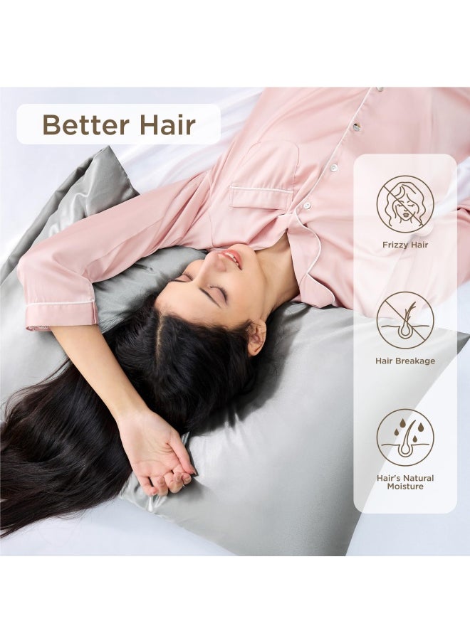 Bedsure Satin Pillowcase Standard Set Of 2 Pure White Silky For Hair And Skin 20X26 Inches Pillow Covers With Envelope Closure Similar To Silk Pillow Cases Gifts For Women Men  - Image 2