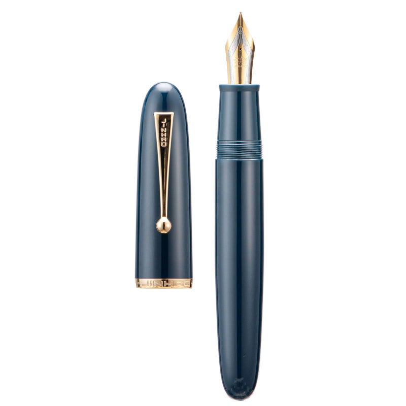 Lanxivi Jinhao 9019 Fountain Pen Dadao Series Dark Blue Acrylic Gold Trim #8 Extra Fine Nib with Large Converter for Writing, Signature and Calligraphy - Image 4