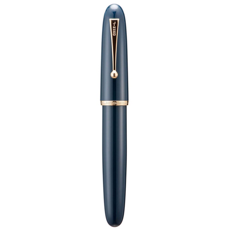 Lanxivi Jinhao 9019 Fountain Pen Dadao Series Dark Blue Acrylic Gold Trim #8 Extra Fine Nib with Large Converter for Writing, Signature and Calligraphy - Image 2