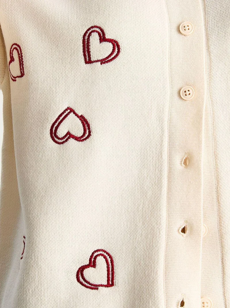 Bianco Lucci Cream Natural LUCCI Long Knitted Cardigan with Button Collar for Women | Best Price UAE