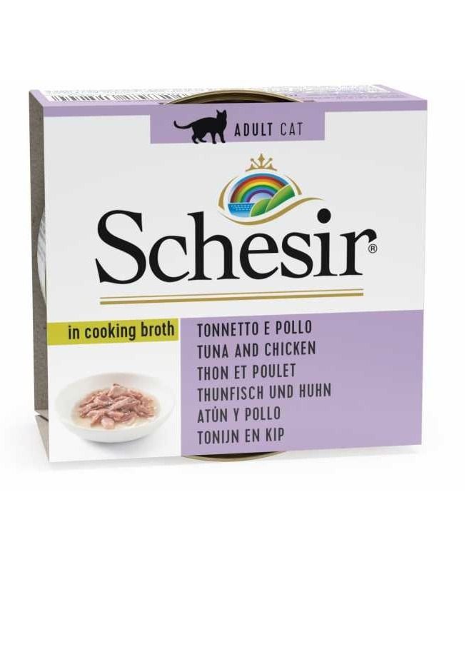 Schesir Can Broth Tuna With Chicken Wet Food For Adult Cats - Image 1