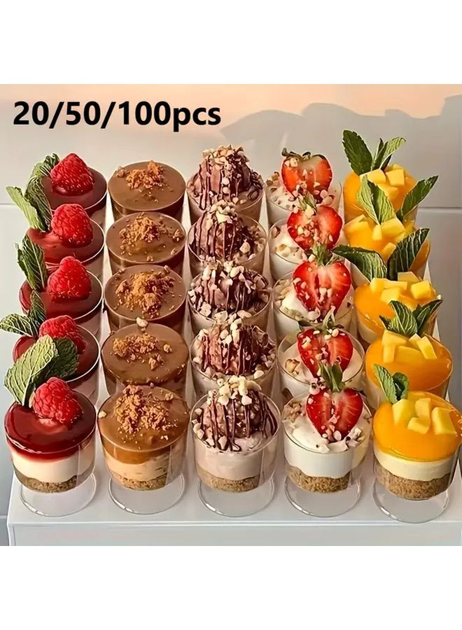 50pcs Elegant Dessert Cups With Golden Rim High Foot Mousse Cups For Weddings Parties Christmas Graduation Durable Plastic Stylish Event Tableware - Image 1