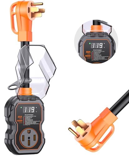GEARGO RV Surge Protectors 50 Amp with Smart LED Display, 15000 Joules RV Circuit Analyzer Waterproof with High/Low Voltage Protection, RV Adapter Plug for Camper - Image 1