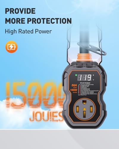 GEARGO RV Surge Protectors 50 Amp with Smart LED Display, 15000 Joules RV Circuit Analyzer Waterproof with High/Low Voltage Protection, RV Adapter Plug for Camper - Image 2