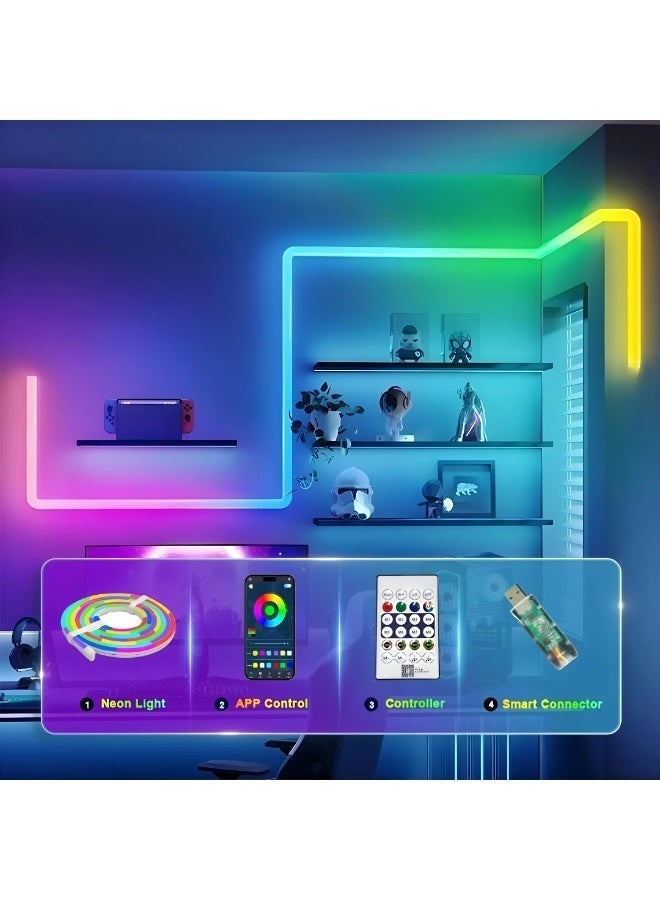 AL THURAYAT 1 meter smart neon strip with multi-color RGB lighting, app controllable, waterproof, suitable for homes, hotels, behind screens, and corridors, with remote control - Image 4