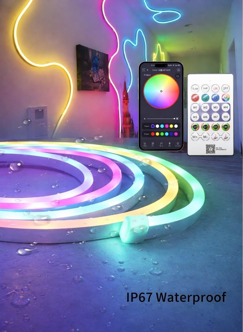 الثريات 1 متر شريط إضاءة نيون LED RGB ذكي USB – تحكم بلوتوث عبر التطبيق والهاتف – 16 لون – ريموت كنترول – إضاءة خلف التلفاز والديكور المنزلي - Image 1