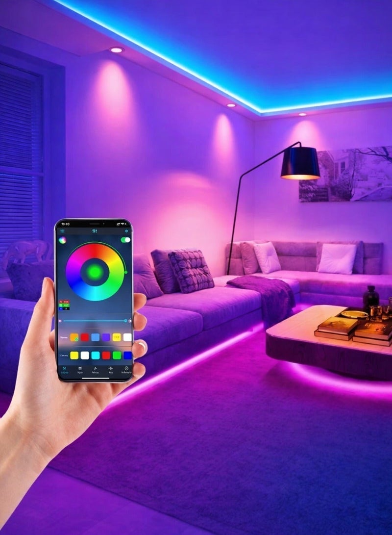 الثريات 1 متر شريط إضاءة نيون LED RGB ذكي USB – تحكم بلوتوث عبر التطبيق والهاتف – 16 لون – ريموت كنترول – إضاءة خلف التلفاز والديكور المنزلي - Image 3