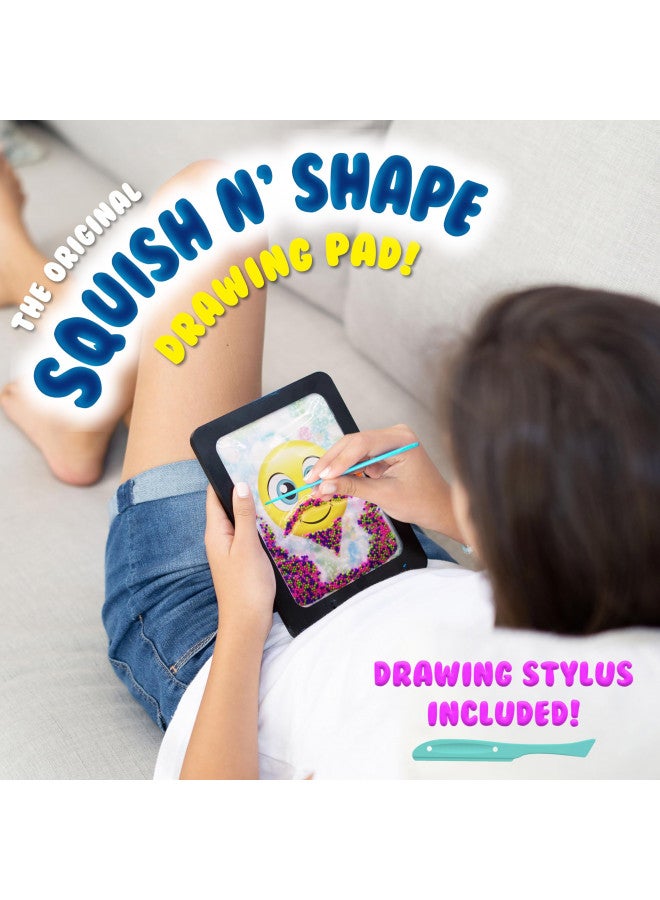 Sky Castle DoodleJamz JellyPics - Sensory Drawing Pads Filled with Non-Toxic Squishy Beads and Gel Includes Stylus, Removable 2-Sided Emoji Backer Card (Pink, Purple, Green Beads) - Image 2