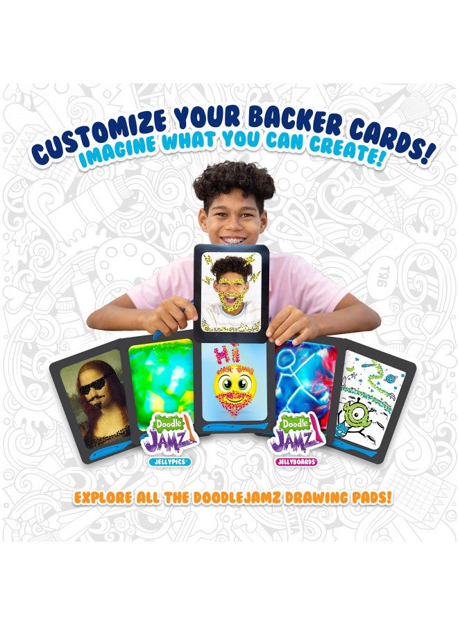 Sky Castle DoodleJamz JellyPics - Sensory Drawing Pads Filled with Non-Toxic Squishy Beads and Gel Includes Stylus, Removable 2-Sided Emoji Backer Card (Pink, Purple, Green Beads) - Image 4