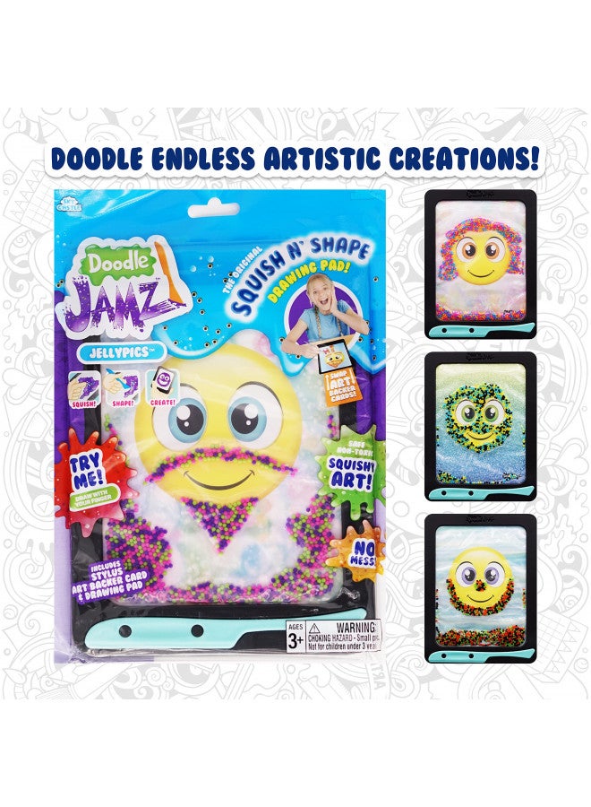 Sky Castle DoodleJamz JellyPics - Sensory Drawing Pads Filled with Non-Toxic Squishy Beads and Gel Includes Stylus, Removable 2-Sided Emoji Backer Card (Pink, Purple, Green Beads) - Image 5
