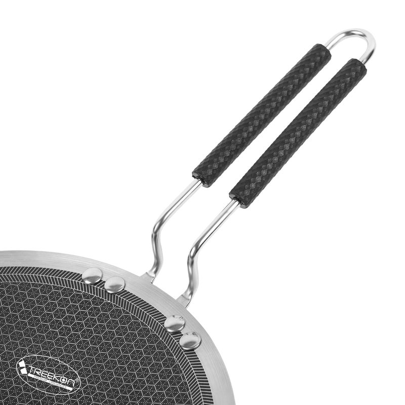 TREEKON TREEKON 3.5MM Thickness Heavy Guage Three Steel TRIPLY ROTI/CHAPATTI/CONCAVE TAWA 5 Layer Hexa Design Coated. (11 Inch / 28 Cm)  - Image 3