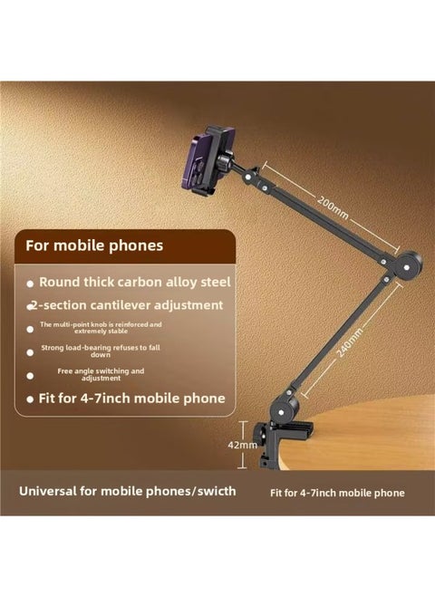 Lazy Bracket Arm Rotation Photography Tablet Stand Bedside Desktop Live Broadcast Tool Mobile Phone Holder China Made-Color:Cantilever Y-1 Phone Style Carbon Steel Reinforcement-black