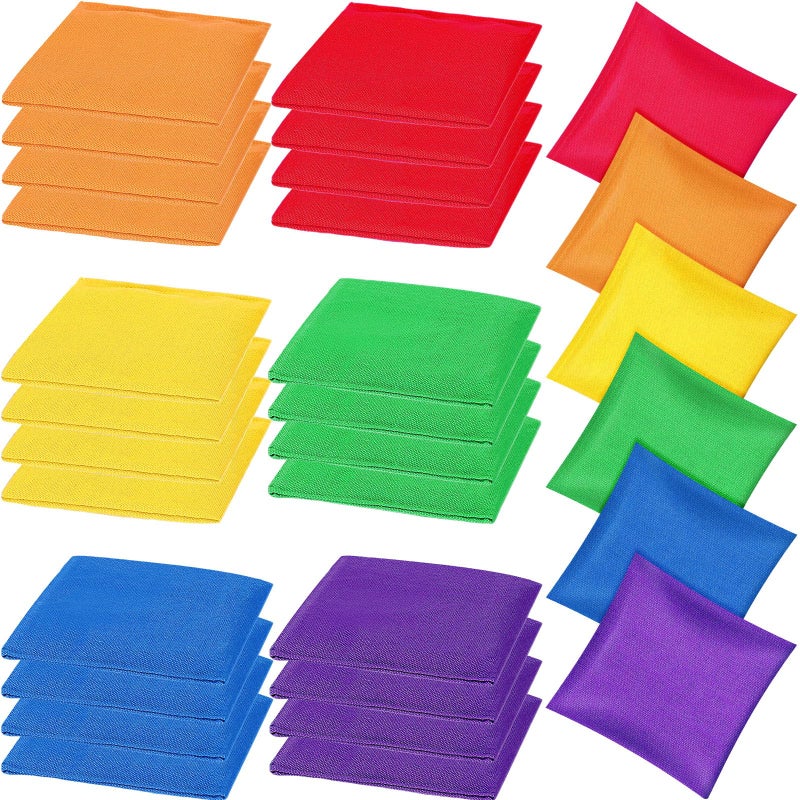 Shappy 24 Pcs Bean Bags for Tossing Cornhole Game 6"" x 6"" Corn Hole Bean Bags Tossing Game for Family Party Throwing(Bright Colors Classic) - Image 1