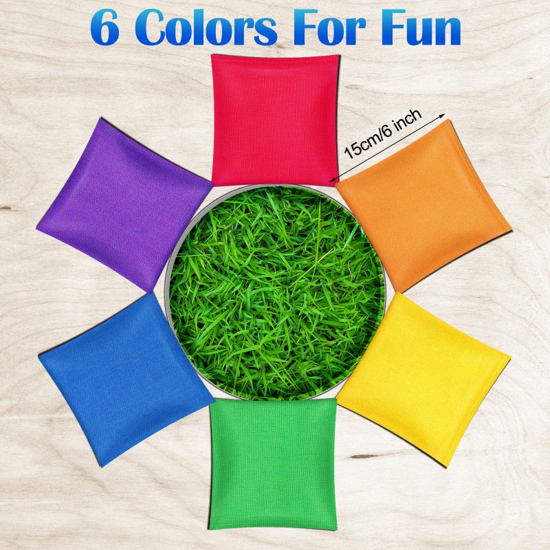Shappy 24 Pcs Bean Bags for Tossing Cornhole Game 6"" x 6"" Corn Hole Bean Bags Tossing Game for Family Party Throwing(Bright Colors Classic) - Image 2