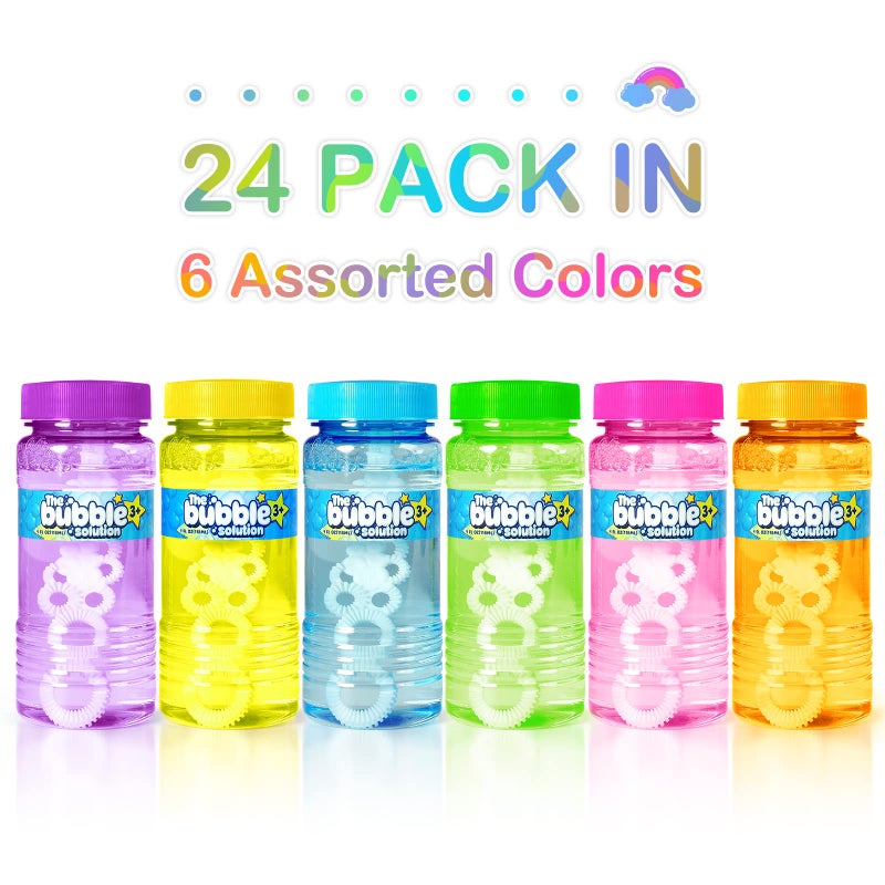 spring flower Springflower 24 Pcs Bubble Bottles with Wand,Bubbles Party Favors for Kids,Summer Toys, Blow Bubbles Solution Novelty Toy, Party Favors, Birthday Party Supplies, Outdoor & Indoor Activity,4oz,6 Colors - Image 3