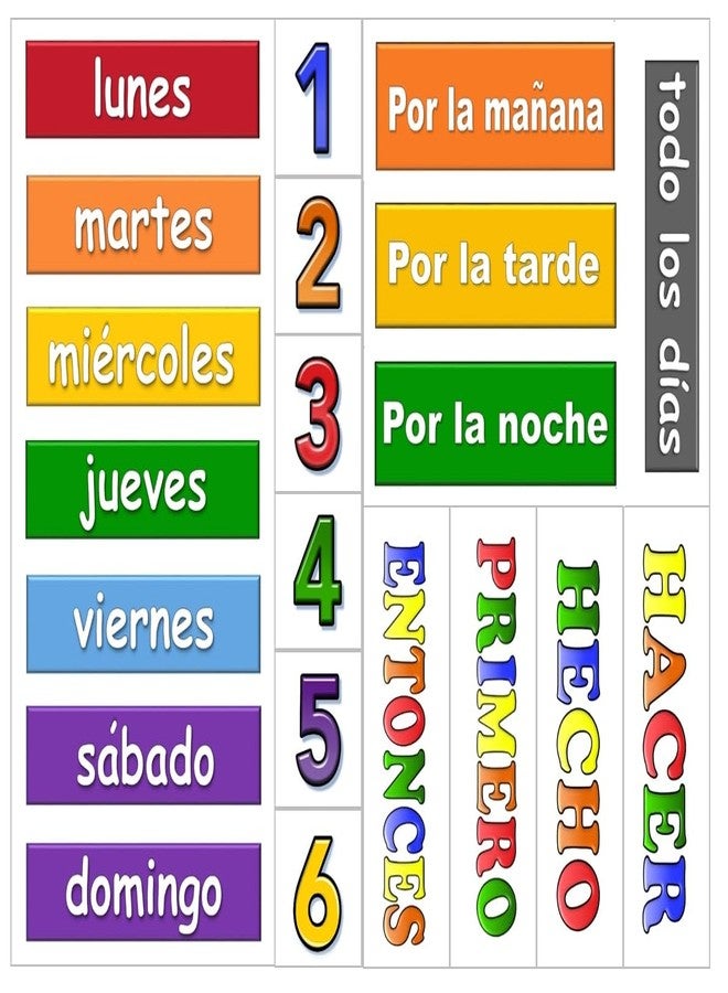 SchKIDules Visual Schedules for Kids 87Pc Education Collection for Classroom Supports & Homeschool Organization: 66 School-Themed Picture Magnets +21 Headings for Preschool, Special Ed (Spanish) - Image 3