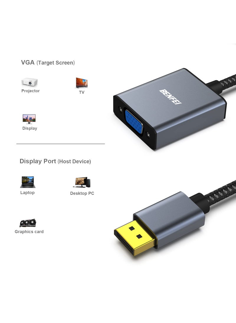 Benfei BENFEI DisplayPort to VGA, DisplayPort to VGA Adapter Male to Female Gold-Plated Cord  - Image 3