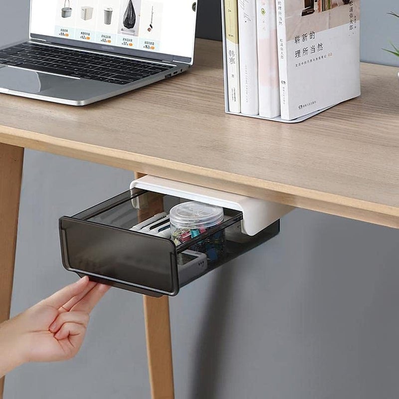 jaexest Under Desk Drawer, Attachable Under Desk Storage, Hidden Self-Adhesive Desk Drawer Slide-out, Stick on Drawer Under Desk Organizer for Office Home Closet Stationery - Image 1