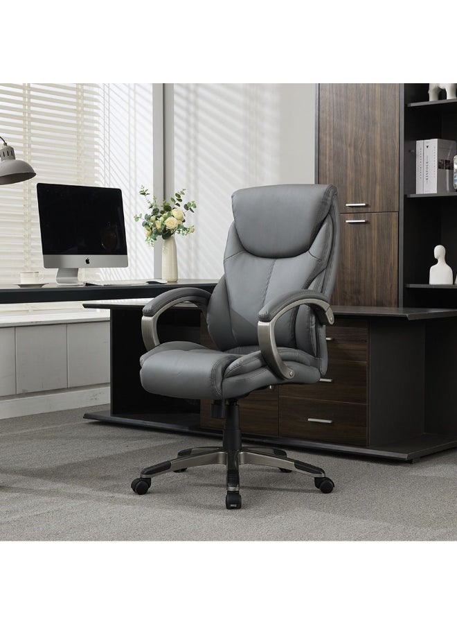 DANUBE HOME Courtney High Back Office Chair Ergonomic Gaming Chair Modern Desk Computer Chair Swivel Office Chair Adjustable Height Chair L77.8xW67.3xH111.5-119cm - Grey - Image 1