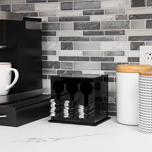 Mind Reader Utensil Dispenser, Silverware Organizer, Plastic Fork and Spoon DIspenser, Kitchen, 7" L x 5.75" W x 6" H, Black - Image 2