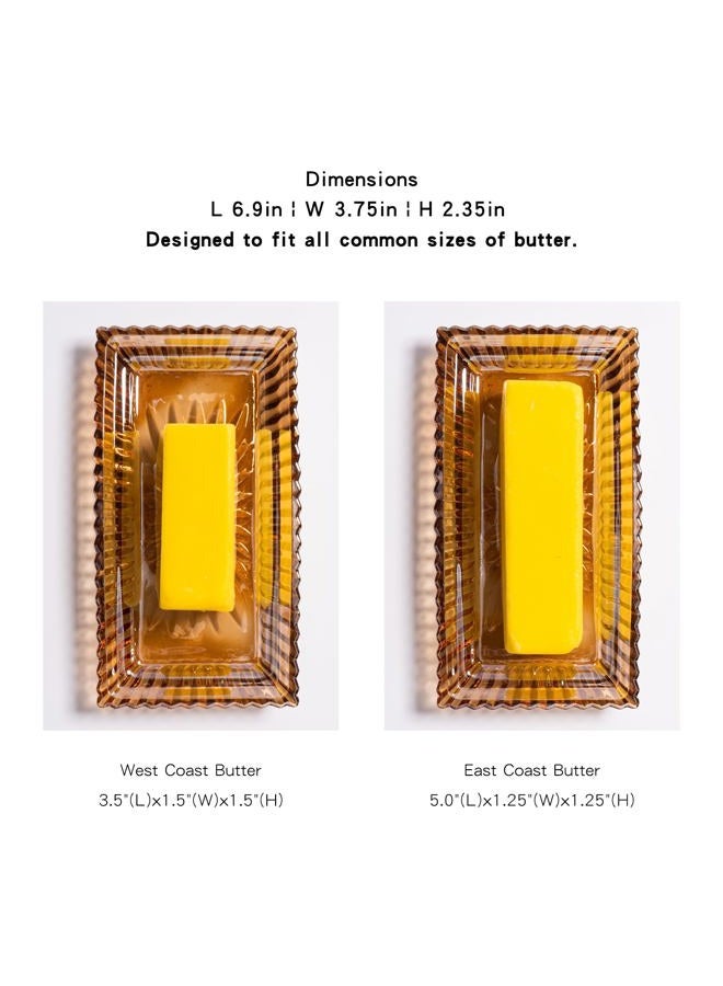 QIANCHANG Glass Butter Dish with Lid for Countertop, Champagne-Colored Crystal Butter Stick Holder Container - Image 3