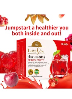 NUGEN 4 Seasons Beauty Slimming Glowing Fruity Powder Tea With Cranberry Brazil Berry Apple 10 Bags  - Image 3