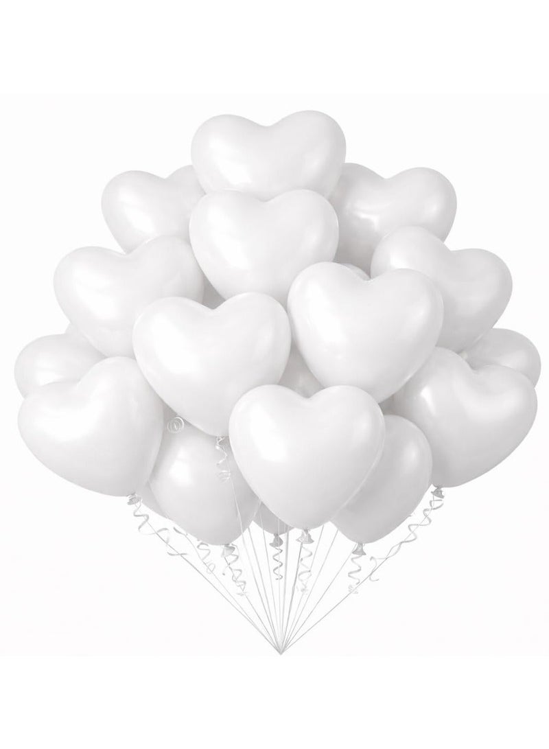 Jolley Heart Shape Latex White Balloons Romantic Balloon Valentines Gift Birthday Wedding Party White Pack of 100 - Image 1