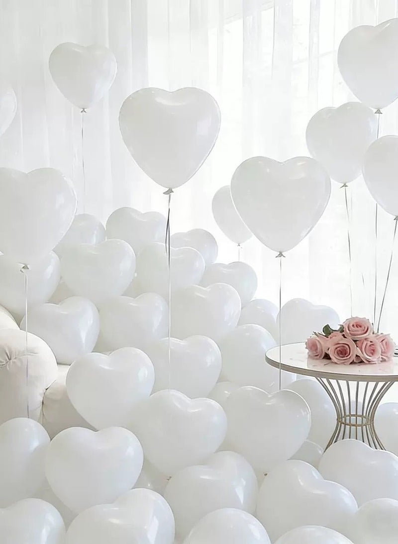Jolley Heart Shape Latex White Balloons Romantic Balloon Valentines Gift Birthday Wedding Party White Pack of 100 - Image 2