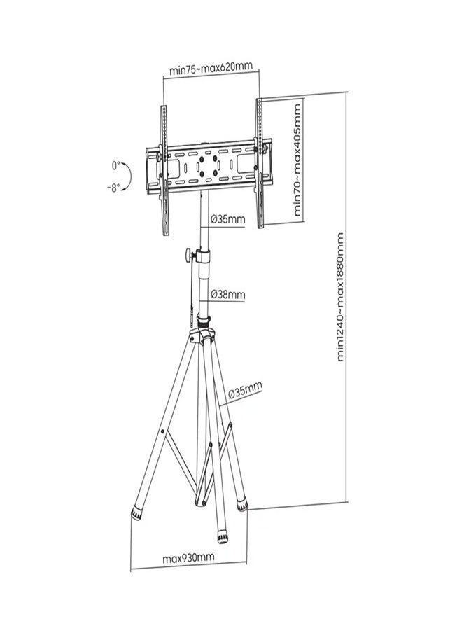 Skill Tech SH 08 46T Tilting TV Mount with Portable Tripod Stand for 37–70 Inch Screens, VESA 600x400, Max Load 35kg – Adjustable TV Stand for Home & Office  Black  - Image 2