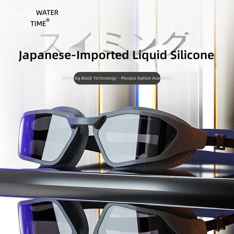 WaterTime High-Definition Anti-Fog Waterproof Racing Swimming Goggles with Swim Cap for Men - Professional Gear - Image 3