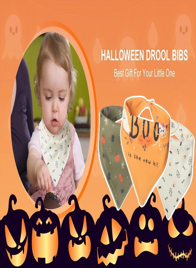 Little Dimsum Halloween Baby Bandana Bibs 3 Pack Super Absorbent Drool Bibs Cotton Teething Bibs Unisex Triangle Baby Bibs Set for Teething and Drooling - Image 4