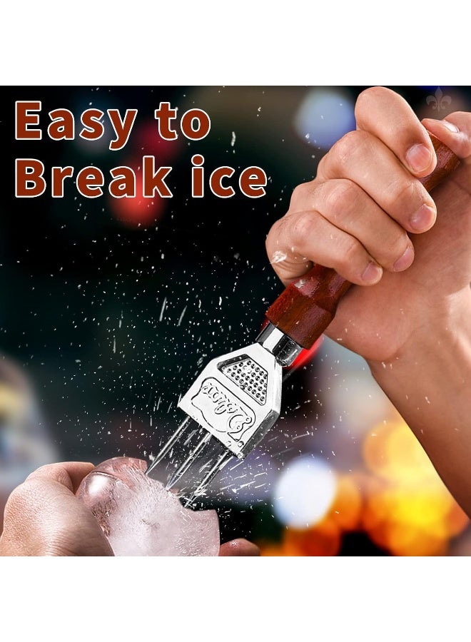 LINALL Ice Pick Set of 4 - Stainless Steel Ice Chipper with Wood Handle, Japanese style Ice Crusher Ice Tong ideal for Bars, Bartender. Best Carving Tool (4PCS SET) - Image 4