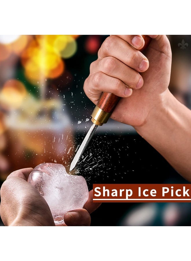 LINALL Ice Pick Set of 4 - Stainless Steel Ice Chipper with Wood Handle, Japanese style Ice Crusher Ice Tong ideal for Bars, Bartender. Best Carving Tool (4PCS SET) - Image 5