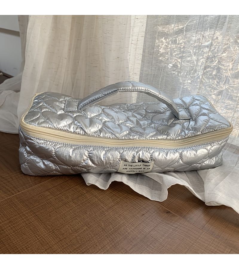 Silver Large Capacity Travel Organizer for Makeup Hairdryer Curling Iron Protective Case - Image 2