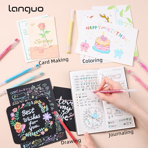 Languo أقلام جل لانغو لكتب تلوين البالغين، مجموعة 72 لون من أقلام الجل الملونة، أقلام جل مثالية للرسم والتخطيط والتدوين، مستلزمات فنية وحرف يدوية - Image 4