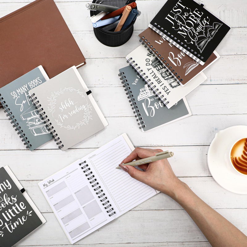 Thenshop 10 Set Book Lovers Gifts Inspirational Spiral Notebook Weekly Planner Motivational Pen Reading Book Club Gift for Women Reader Student Librarian(Black)(Aesthetic Colors) - Image 5