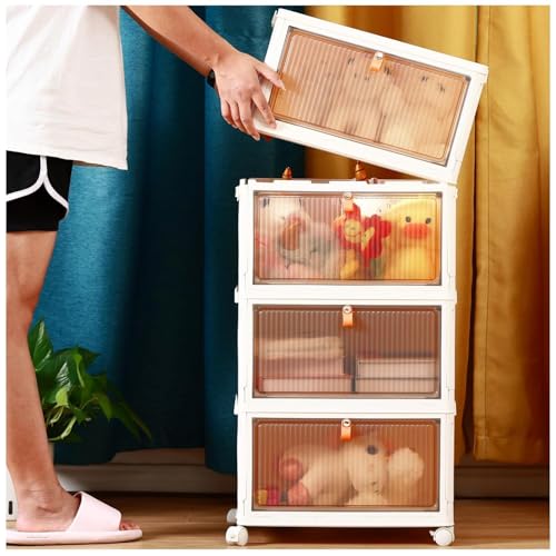 SNKR ESSENTIALS Multipurpose Stackable Plastic Cupboard Drawer for Clothes Storage, Almirah for Clothes, Foldable Wardrobe Cabinet Organizer for Office, Kitchen, Bathroom (WHITE, 4 DOOR) - Image 5