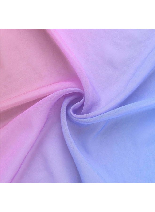 Yancorp Sheer Curtain 2 Panels Semi Bedroom Curtains 84 inches Length Linen Pink Blue Ombre Curtains Rod Pocket Drapes Girls Living Room Mermaid Bedroom Nursery Kids Window Decor(Pink Blue, 40"x84") - Image 4