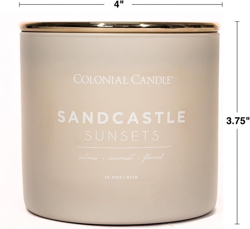 Colonial Candle Sandcastle Sunset Scented Jar Candle, Pop of Color Collection, 3 Wick, Green, 14.5 oz - Up to 60 Hours Burn - Image 4