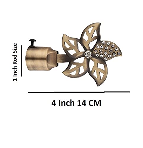 FERIO Brass Finish Zinc and Diamond Curtain Finials for Door and Window Accessories 1 inch Rod Set of 1 (2 Pcs) Curtain Brackets/Holders for Home Decor - Image 2