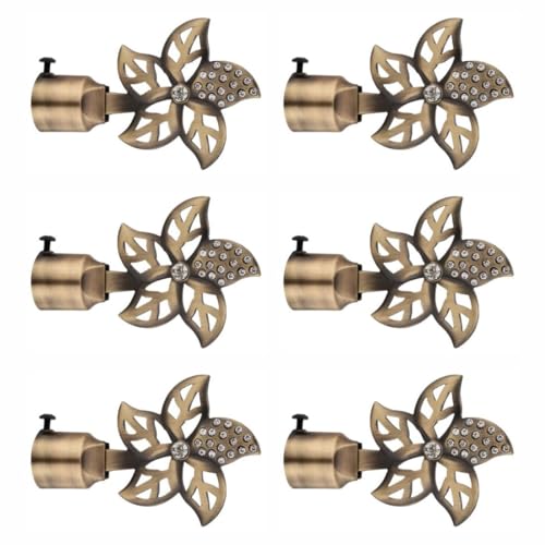 FERIO Brass Finish Zinc and Diamond Curtain Finials for Door and Window Accessories 1 inch Rod Set of 1 (2 Pcs) Curtain Brackets/Holders for Home Decor - Image 1