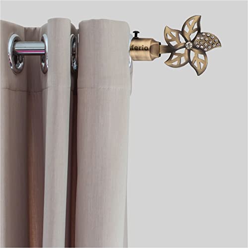 FERIO Brass Finish Zinc and Diamond Curtain Finials for Door and Window Accessories 1 inch Rod Set of 1 (2 Pcs) Curtain Brackets/Holders for Home Decor - Image 3