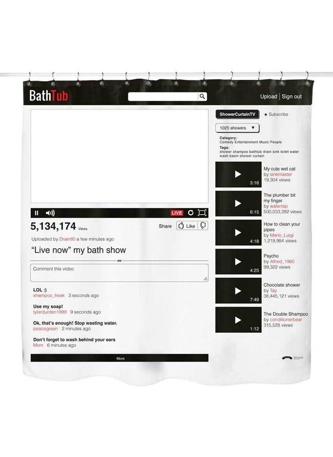 No branded - Live on BathTube Shower Curtain - Image 1