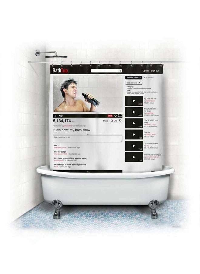 No branded - Live on BathTube Shower Curtain - Image 1