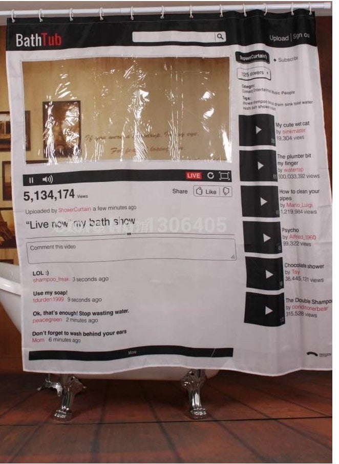 No branded - Live on BathTube Shower Curtain - Image 1