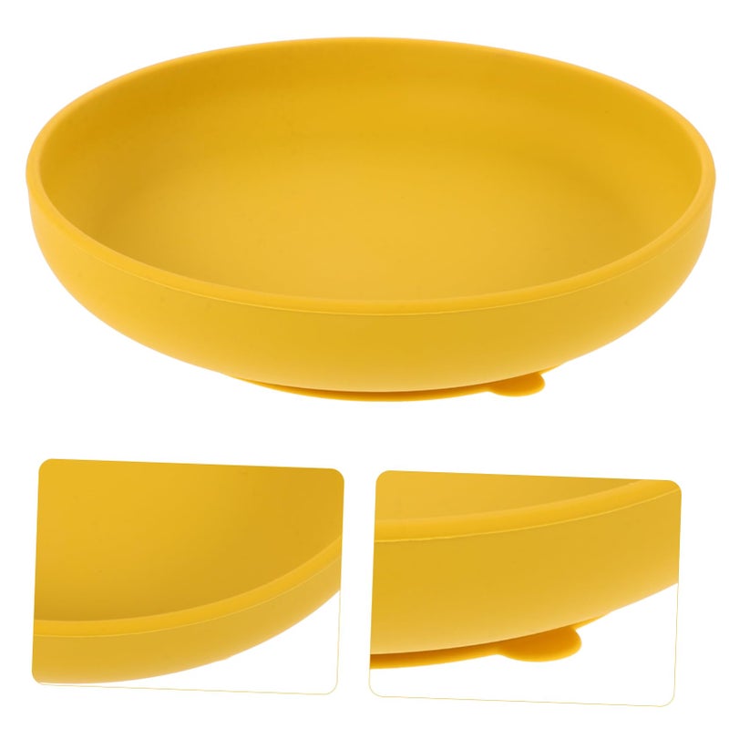 Spillproof Silicone Scoop Dish Self Feeding Adaptive Plate For Elderly And Disabled Non Tipping Design Yellow - Image 3