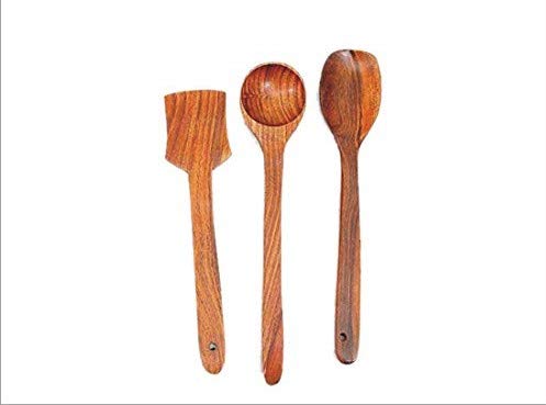 Rolimoli Handmade Wooden Serving and Cooking Spoon Kitchen Utensil Set of 3 - Image 2